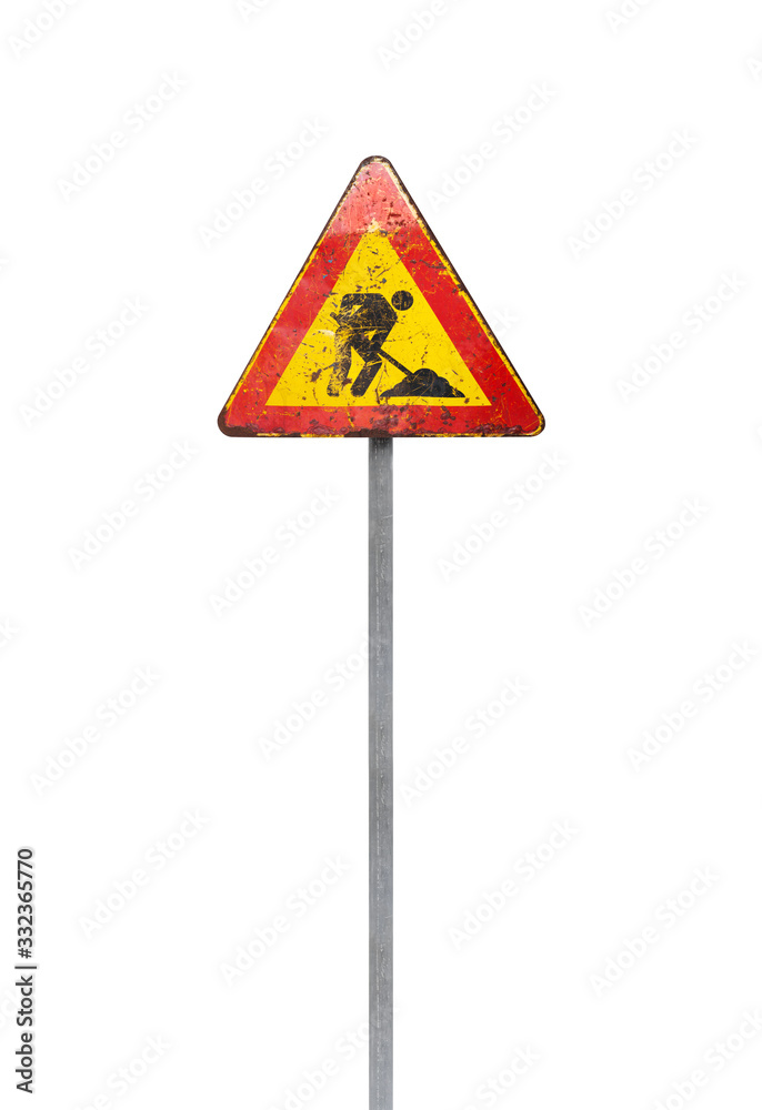 Men at work, road under construction sign