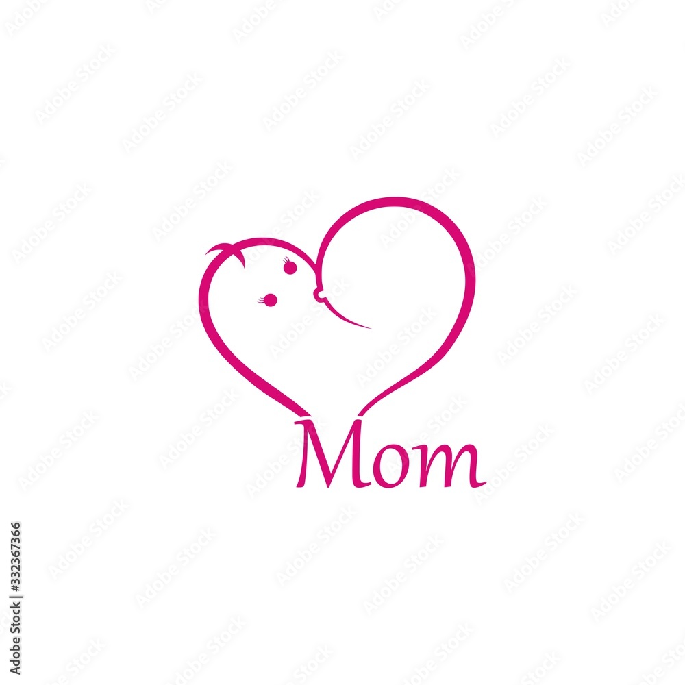 Mom and baby logo with baby and mother isolated on white background