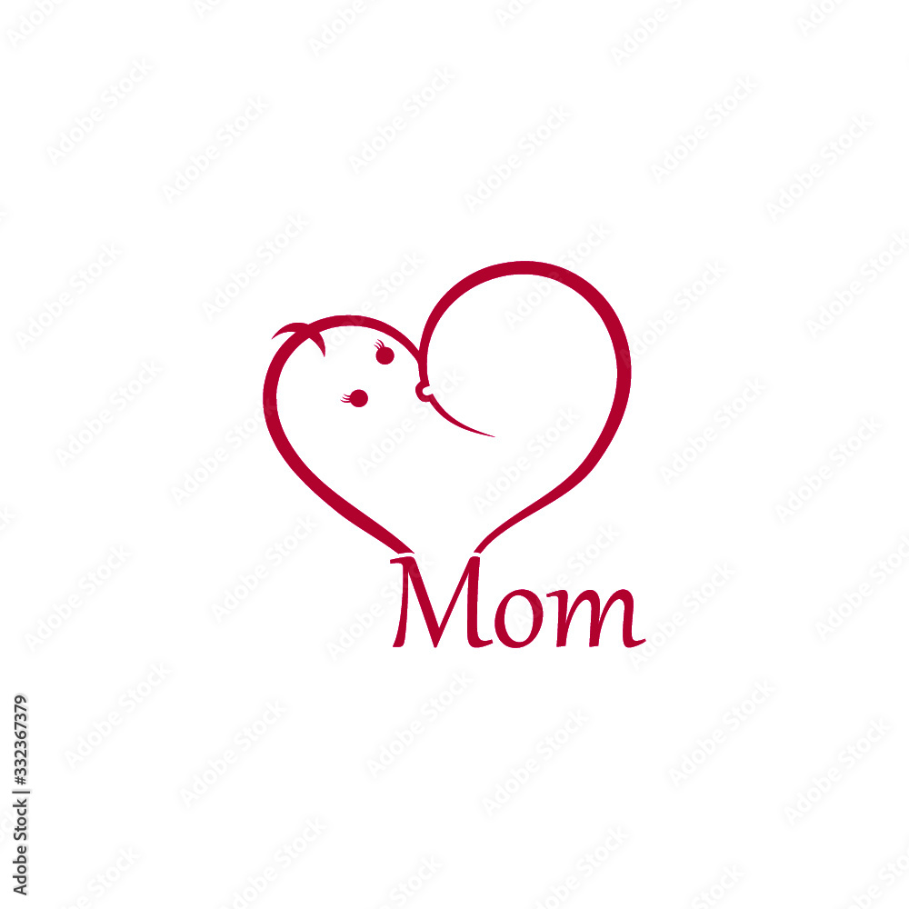 Mom and baby logo with baby and mother isolated on white background