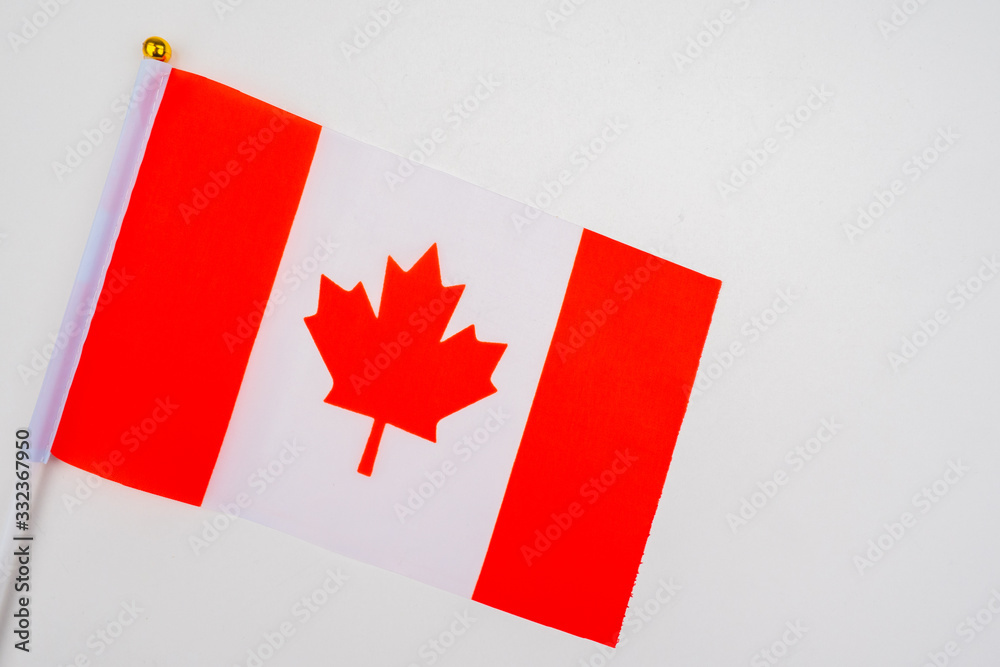 Flag of Canada on a white background. Red and white flag with a red maple leaf. Official symbol of Canada. Flags of countries around the world. Flag of Canada on a white background. Red and white flag with a red maple leaf. Official symbol of Canada. Flags of countries around the world.