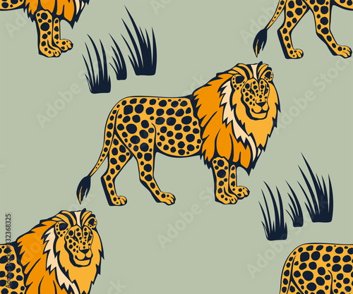 Photography Vector background hand drawn exotic wild cats lion