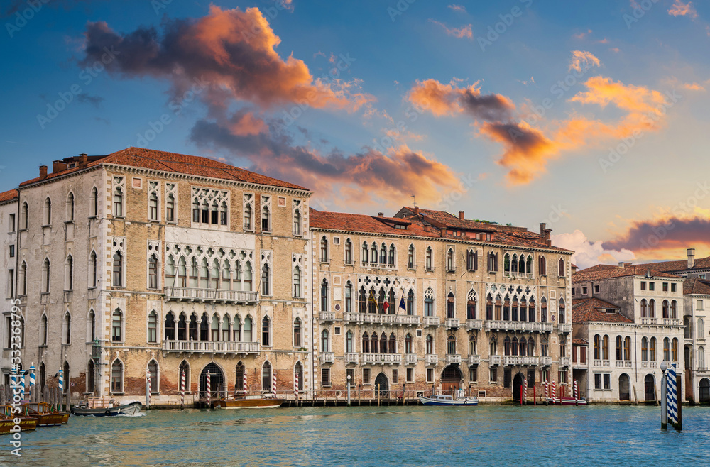 Old buildings on the Grand Canal in Venice, Italy