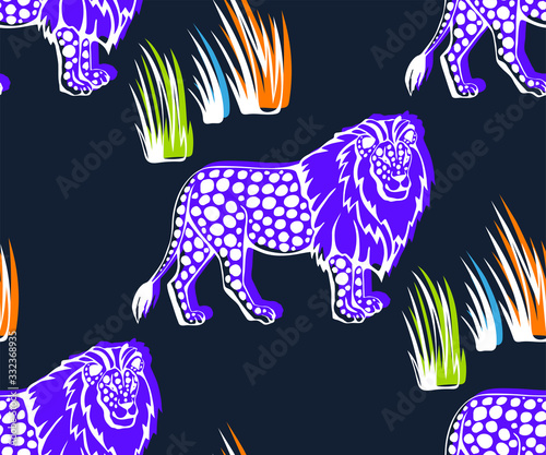 Photography Vector background hand drawn exotic wild cats lion