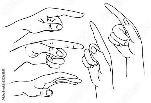 Sketched Hand Gestures. Vector Illustration.