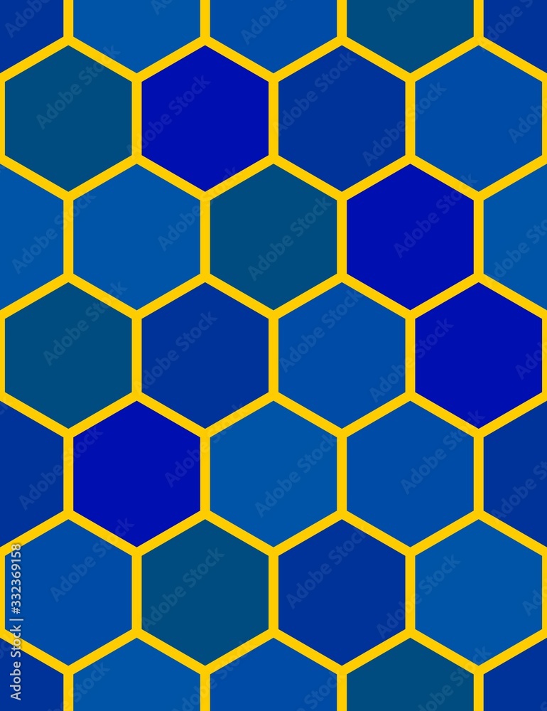 Obraz premium Abstract seamless pattern with different colored blue hexagons. Vector drawing.