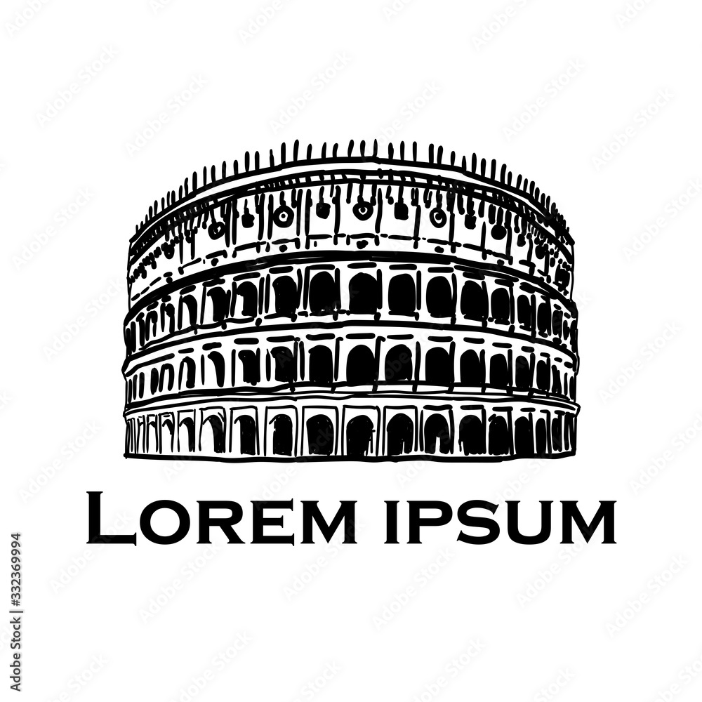 vector sketch of Coliseum. Rome. Italy. drawing sketch of coliseum