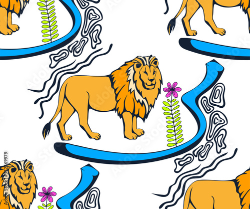 Photography Vector background hand drawn exotic wild cats lion