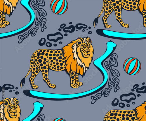 Photography Vector background hand drawn exotic wild cats lion