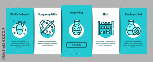 Pottery And Ceramics Onboarding Mobile App Page Screen Vector. Pottery Equipment And Kiln, Potter And Spatula, Vase And Plate, Paint And Roasting Color Contour Illustrations