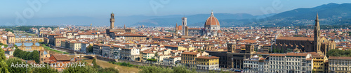 Sunny day time aerial panorama of old city of Florence