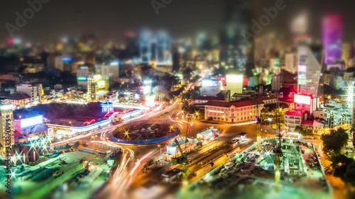 Timelapse Ben Thanh market at night, is located in the center of Ho Chi Minh city, Vietnam in District 1. It is one of the earliest surviving structure in Saigon and an important symbol of the city photo