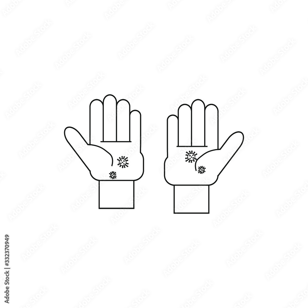 hands with virus on white background hands with virus on white background