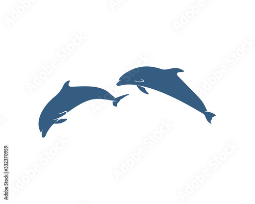 Dolphins logo design vector template. Silhouette of Dolphins design illustration