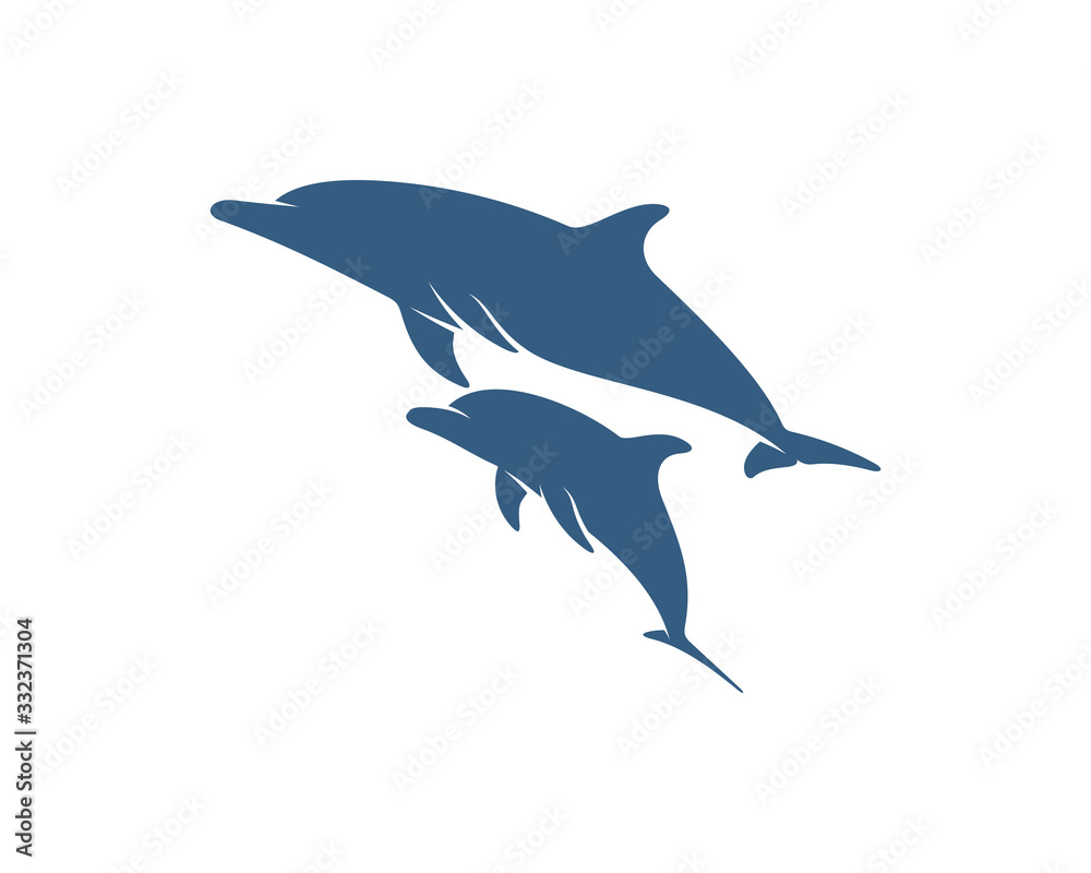 Fototapeta premium Dolphins logo design vector template. Silhouette of Dolphins design illustration