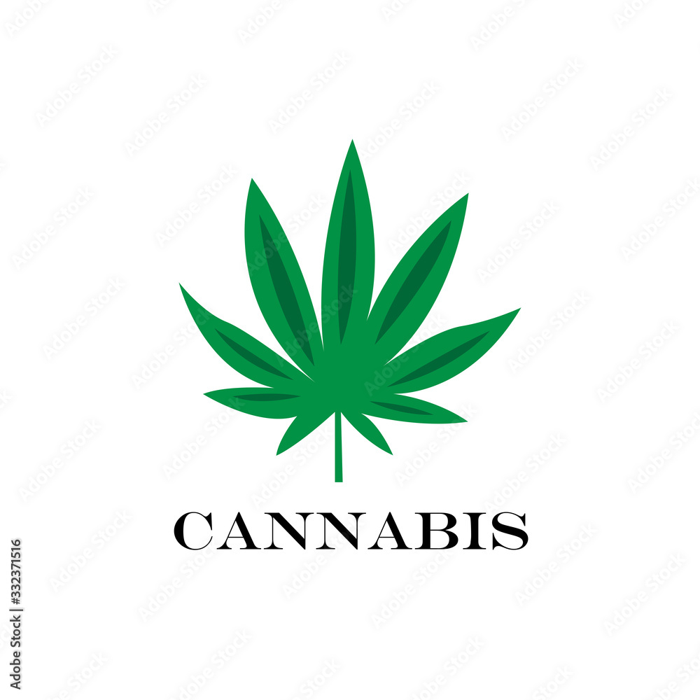 green cannabis leaf icon and symbol on a white background green cannabis leaf icon and symbol on a white background