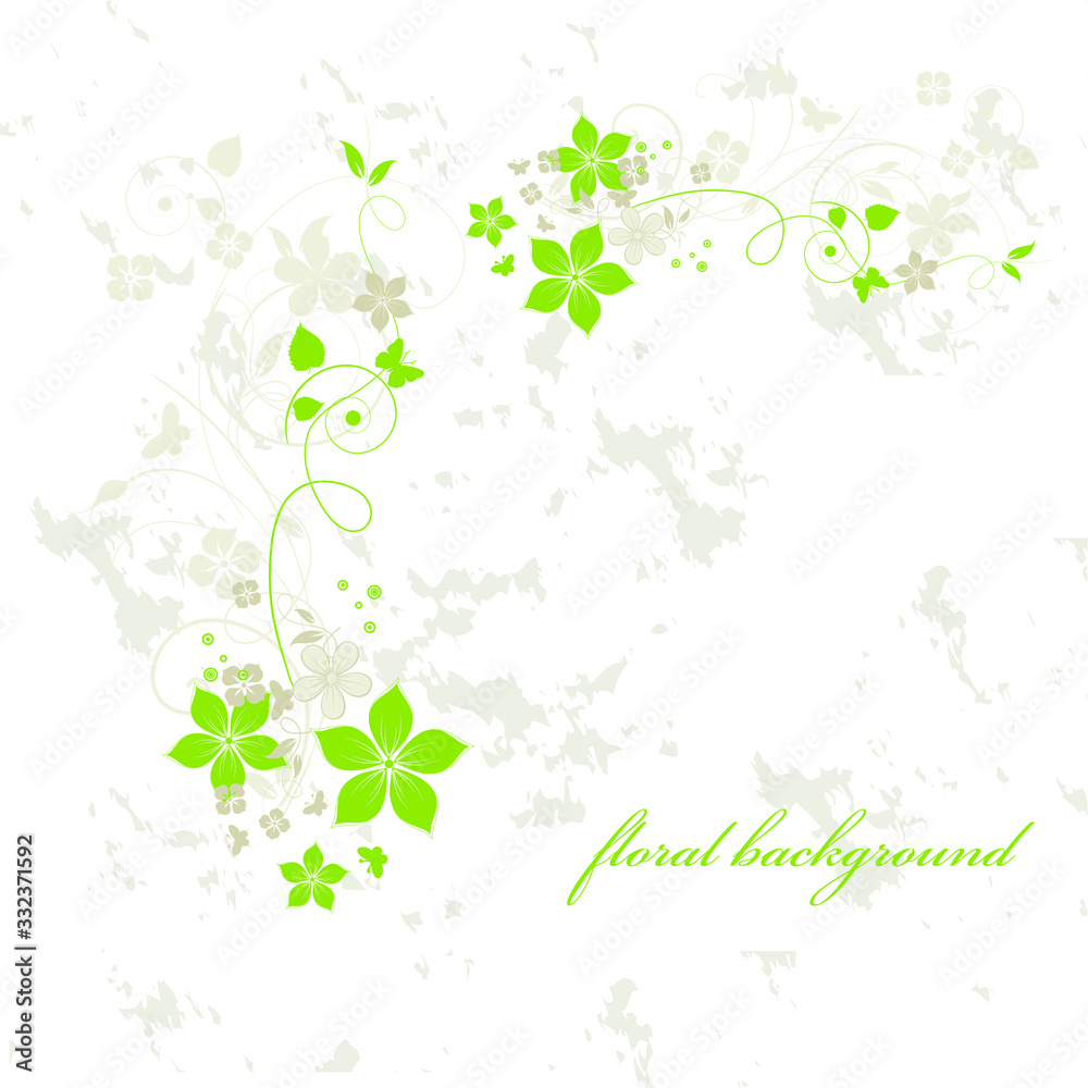 green background with clovers and flowers