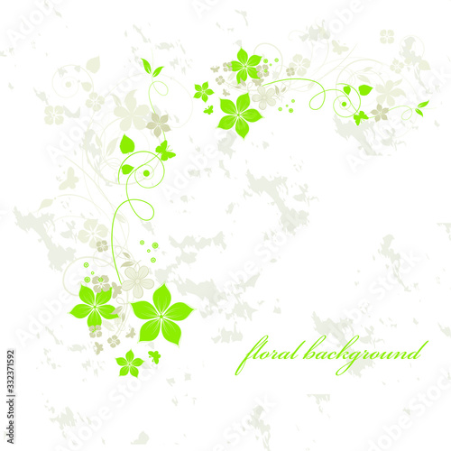 green background with clovers and flowers