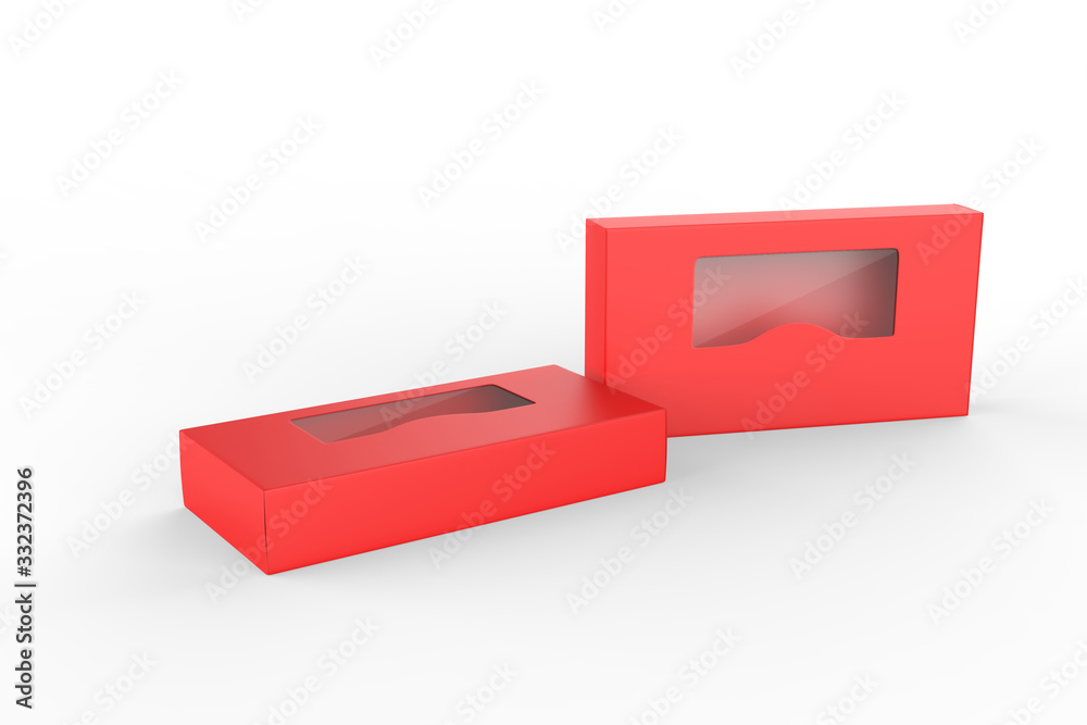 package box with a transparent plastic window. Product Packing. 3d illustration package box with a transparent plastic window. Product Packing. 3d illustration