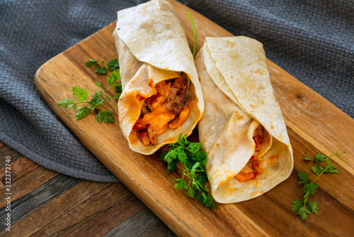 bacon chicken wrap - meat of chicken buttle in rest of bacon fume cooked