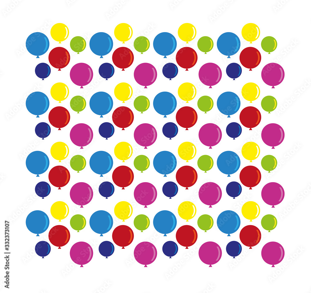 balloon patterns, birthdays, happy and festive, vector illustration, white background