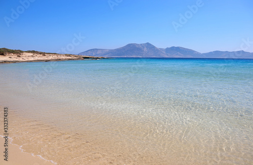 turquoise sea landscape of Pori beach Ano Koufonisi island Greece