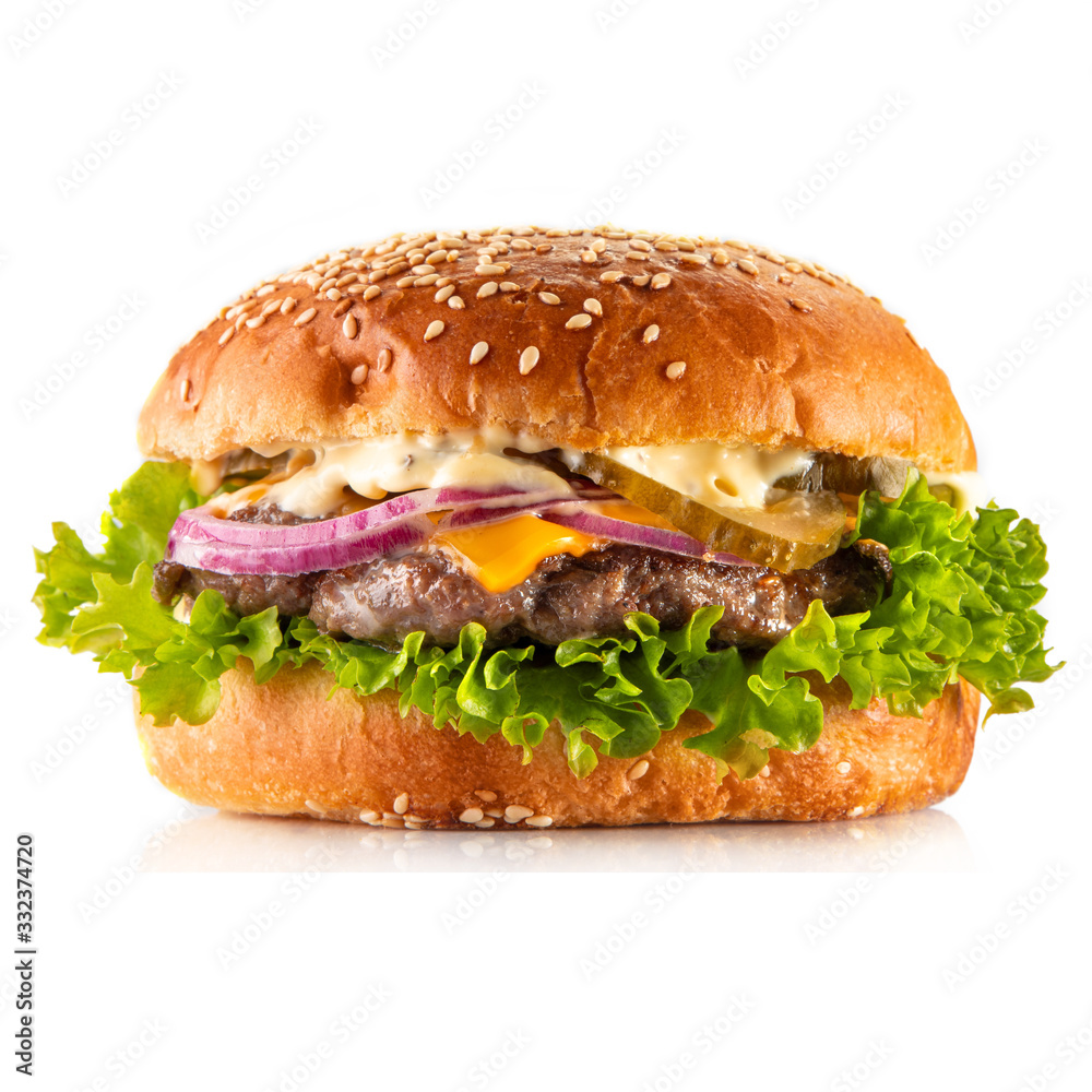 burger on a white background for a restaurant site7 burger on a white background for a restaurant site7