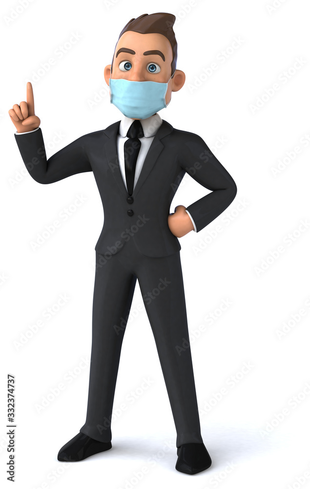 3D illustration of a cartoon character with a mask 3D illustration of a cartoon character with a mask