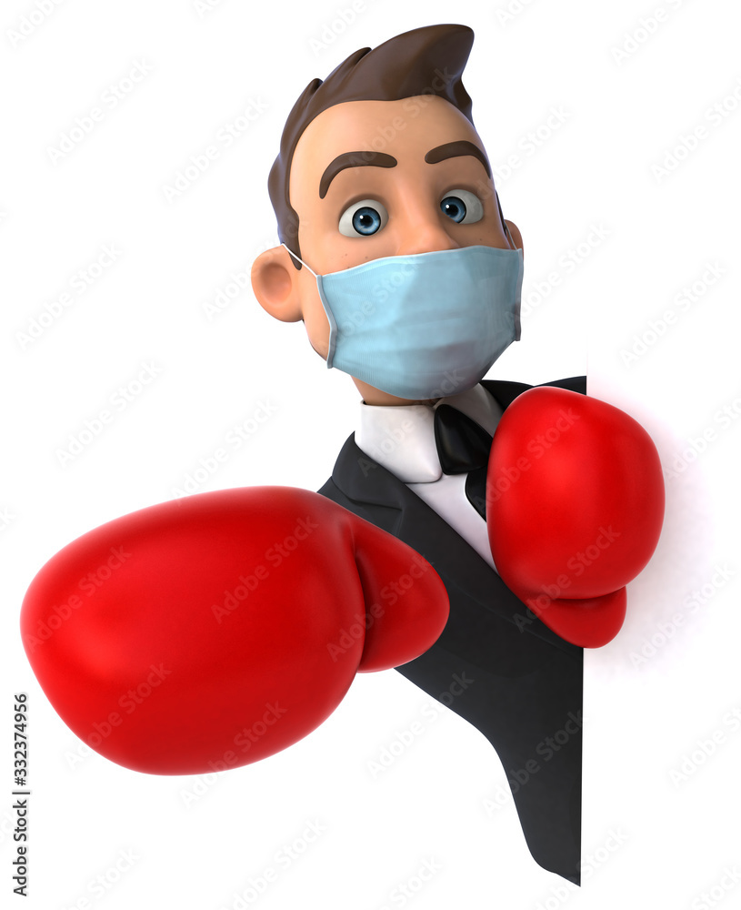 3D illustration of a cartoon character with a mask 3D illustration of a cartoon character with a mask