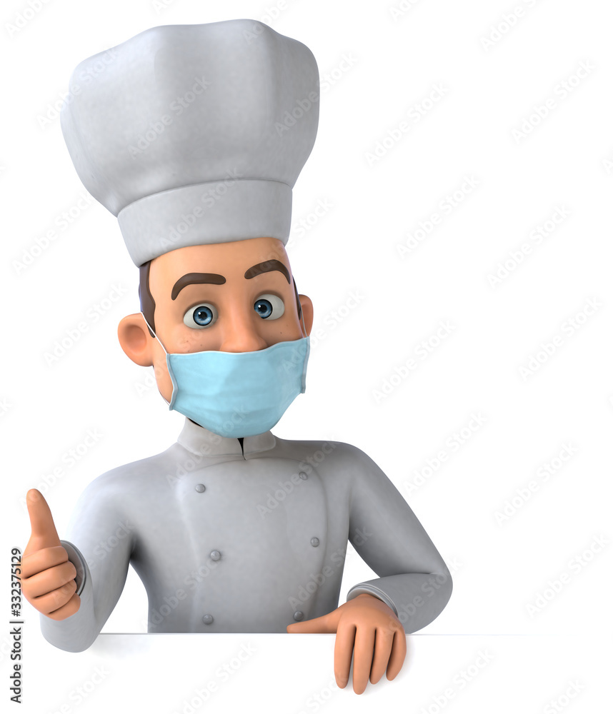 3D illustration of a cartoon character with a mask 3D illustration of a cartoon character with a mask