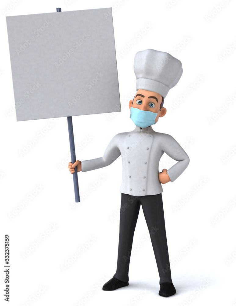 3D illustration of a cartoon character with a mask 3D illustration of a cartoon character with a mask