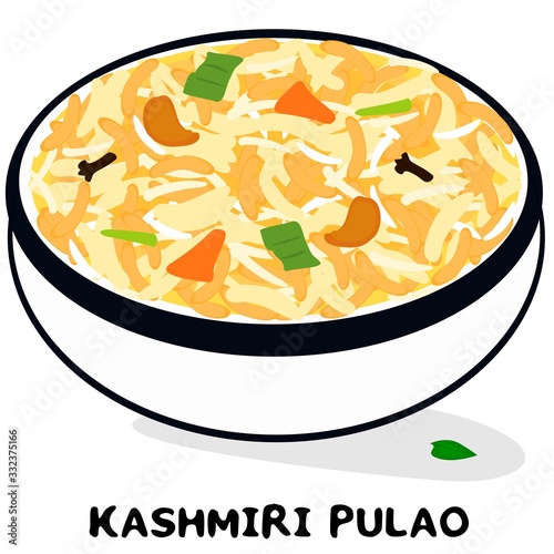 Kashmiri Pulao indian Jammu and Kashmir Food Vector