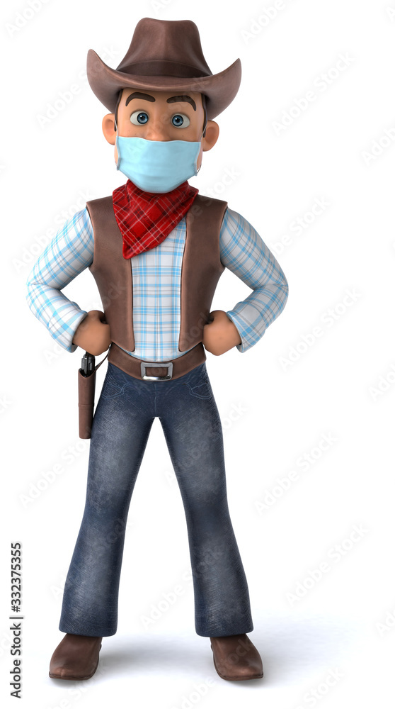 3D illustration of a cartoon character with a mask 3D illustration of a cartoon character with a mask