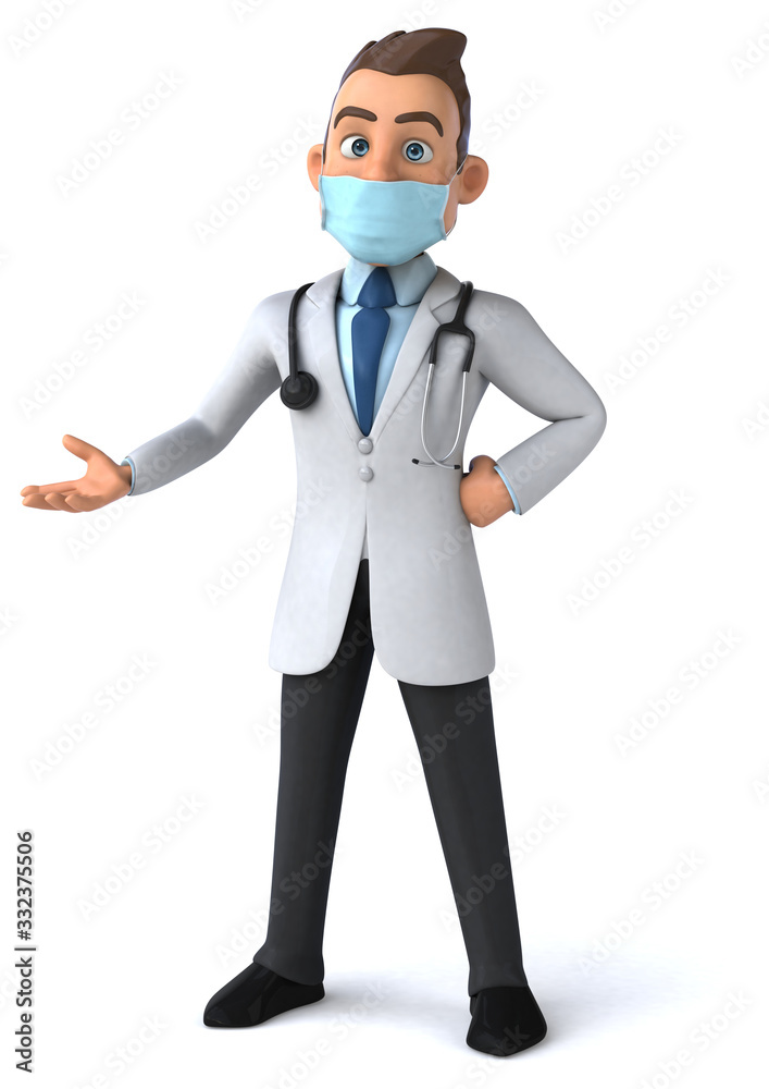 3D illustration of a cartoon character with a mask 3D illustration of a cartoon character with a mask