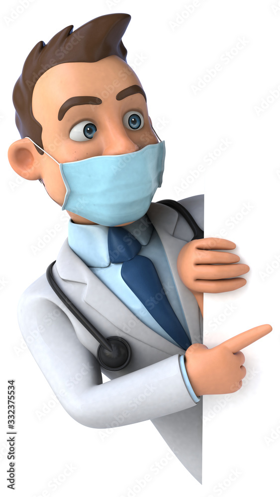 3D illustration of a cartoon character with a mask 3D illustration of a cartoon character with a mask