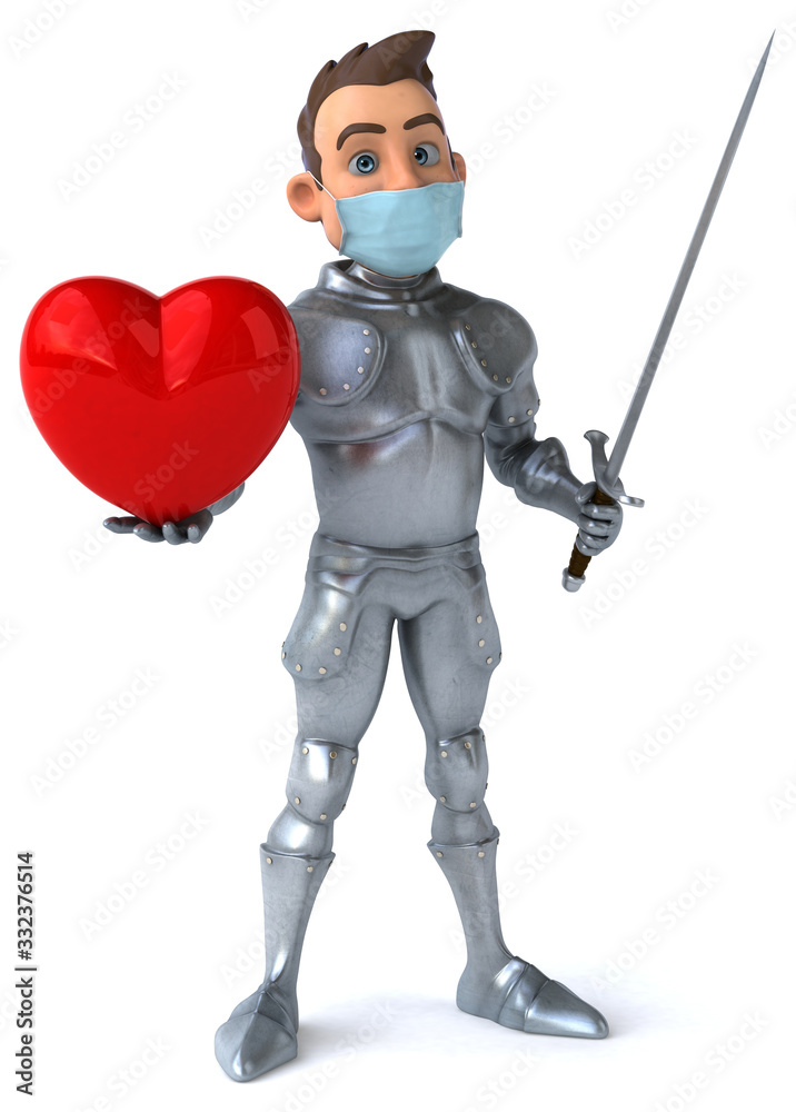3D illustration of a cartoon character with a mask