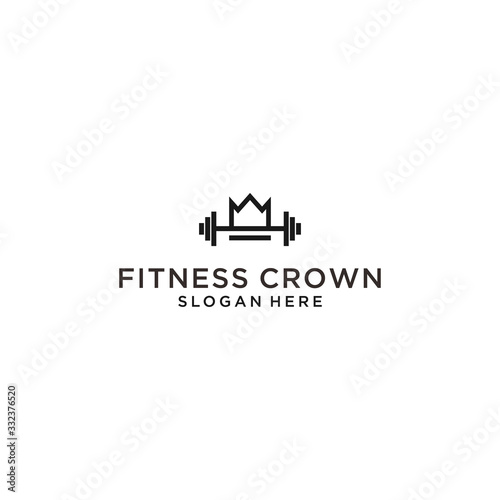 crown fitness logo icon design vector