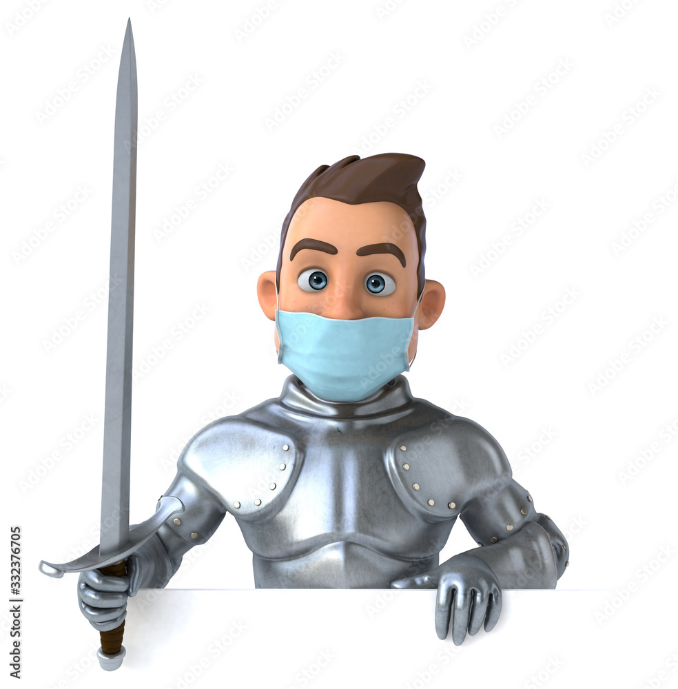 3D illustration of a cartoon character with a mask 3D illustration of a cartoon character with a mask