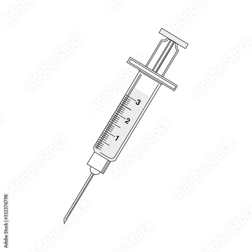 Realistic medical syringe isolated on white background