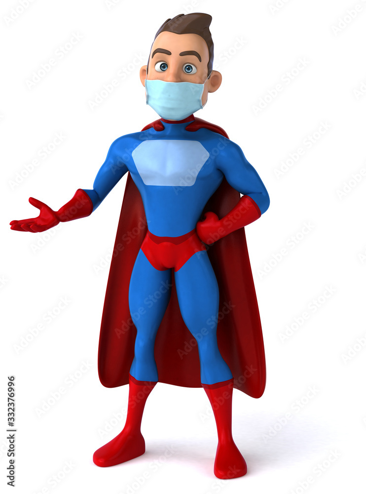 3D illustration of a cartoon character with a mask 3D illustration of a cartoon character with a mask