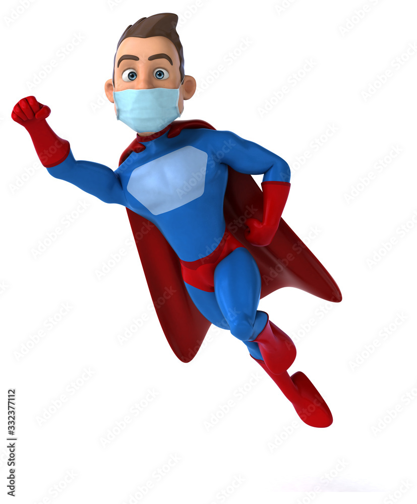 3D illustration of a cartoon character with a mask 3D illustration of a cartoon character with a mask