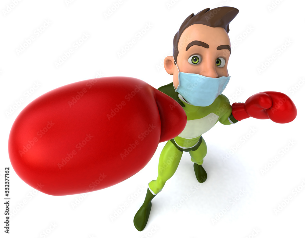 3D illustration of a cartoon character with a mask 3D illustration of a cartoon character with a mask