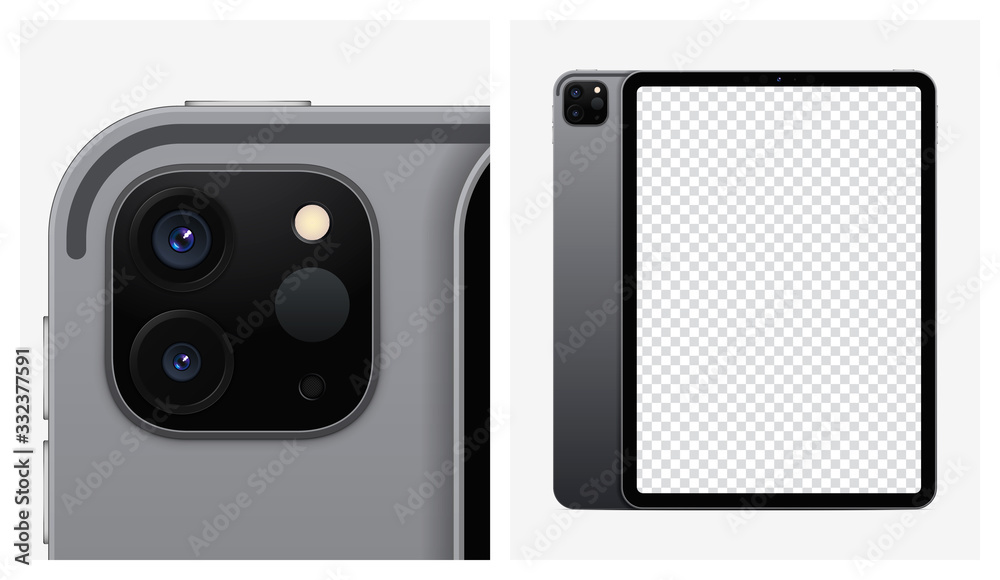 Fototapeta premium Mock-up tablet black color with blank screen for your design. Realistic vector illustration EPS10