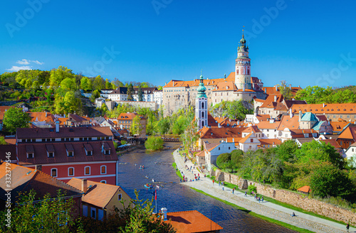 Historic town of Cesky Krumlov in spring, Bohemia, Czech Republic