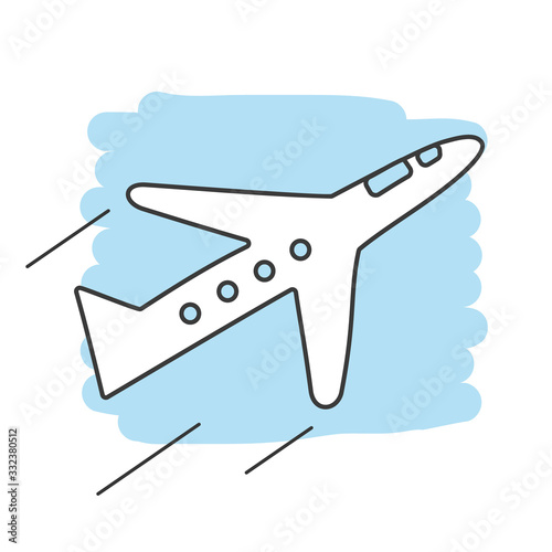 Cartoon white plane flying through the sky