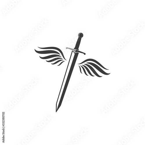 sword with wings logo icon vector illustration design