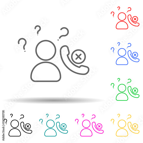 No network, problem multi color set icon. Simple thin line, outline of telecommunication icons for ui and ux, website or mobile application