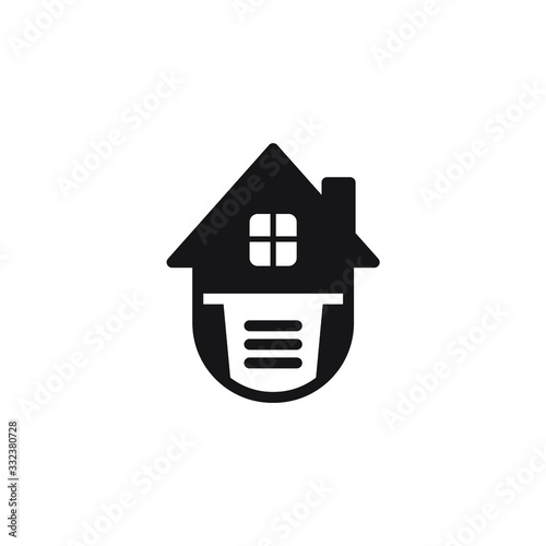 Corona virus - staying at home (self-isolation). Home Quarantine illustration. House and medical mask. Isolated object on a white background. Vector.
