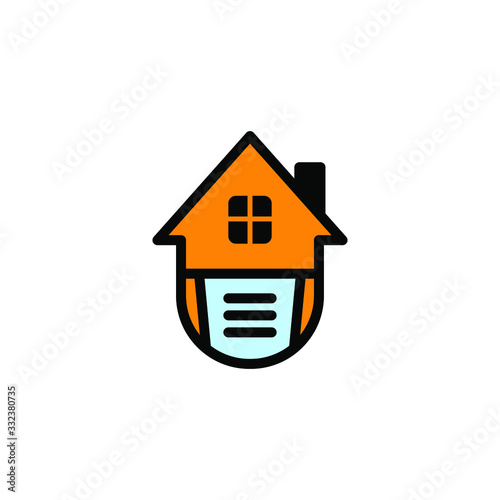 Corona virus - staying at home (self-isolation). Home Quarantine illustration. House and medical mask. Isolated object on a white background. Vector.