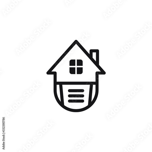 Corona virus - staying at home (self-isolation). Home Quarantine illustration. House and medical mask. Isolated object on a white background. Vector.