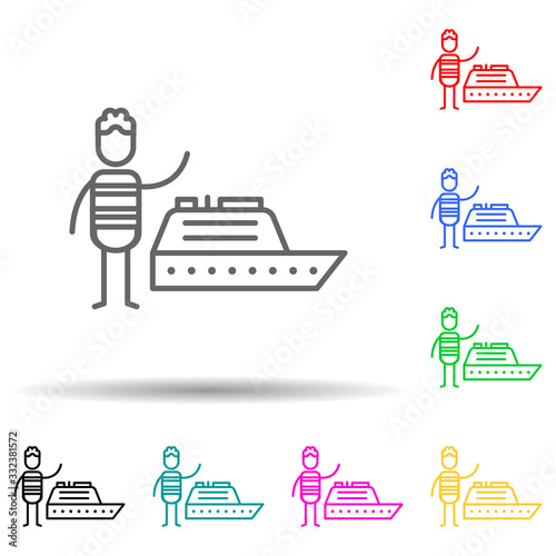 Ship, traveller multi color set icon. Simple thin line, outline of travel icons for ui and ux, website or mobile application
